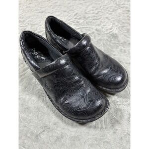 BOC Born Concept Boho Earthy Peggy Clogs Size 8 Black Comfort Floral Leather